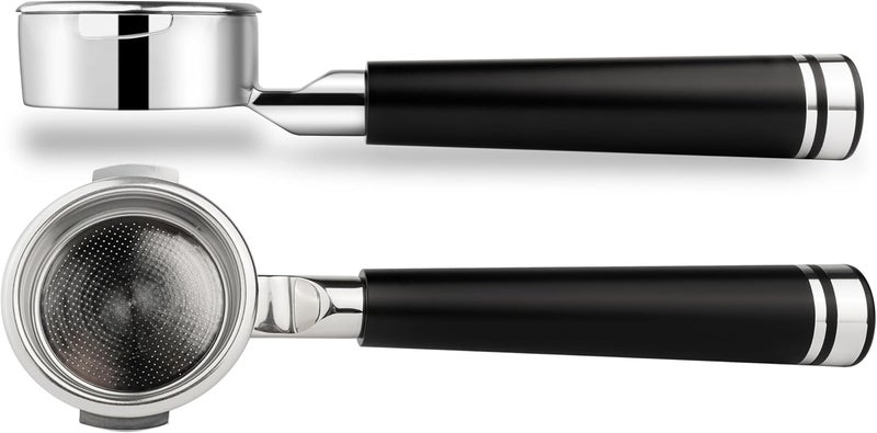 LLQ 58mm Bottomless Naked 2 Ears Portafilter Compatible with Breville Machines– Includes 18–20g Basket (Aluminum Flat, 58mm For Breville) - Image 1
